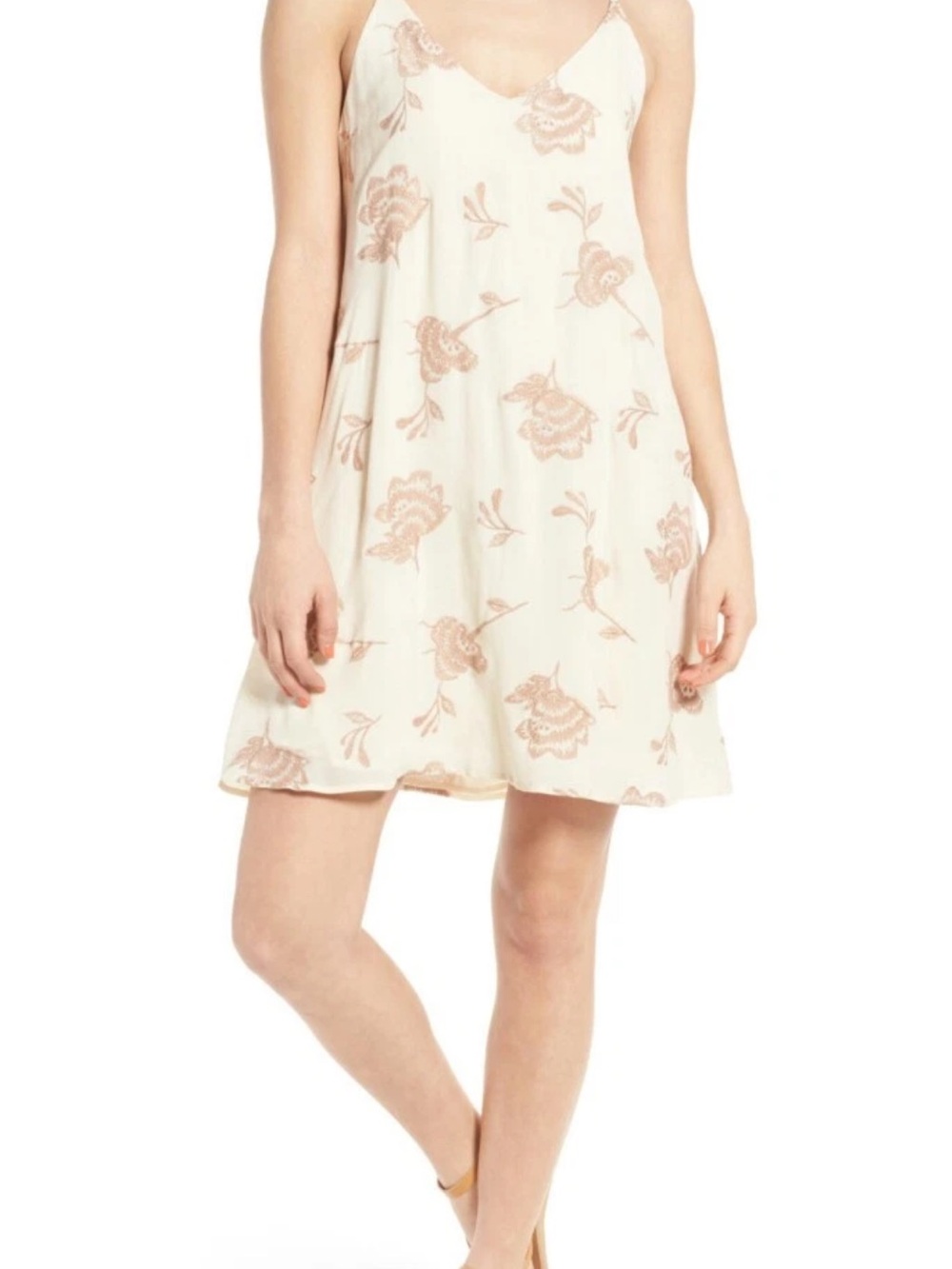 Nordstrom Lush Embroidered Shift Dress Cream Print Sz medium